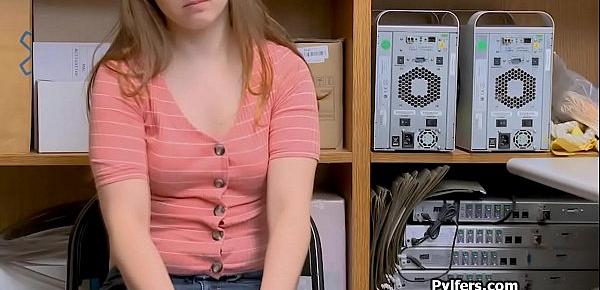  Cute teen has to get on her knees in the back office